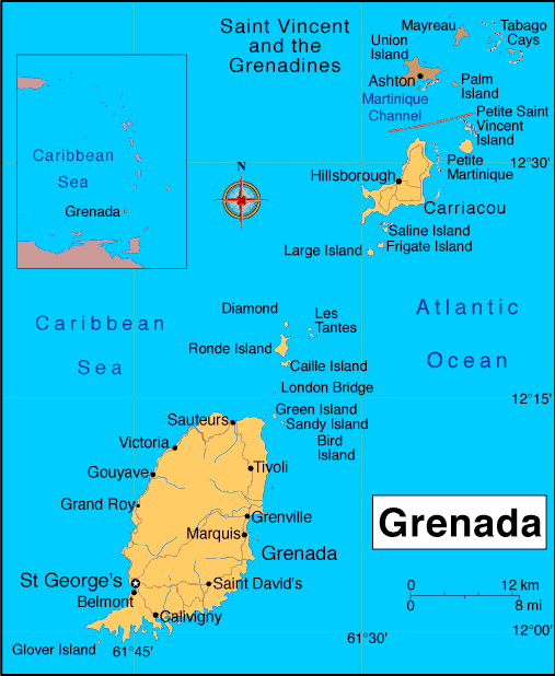politic map of grenada